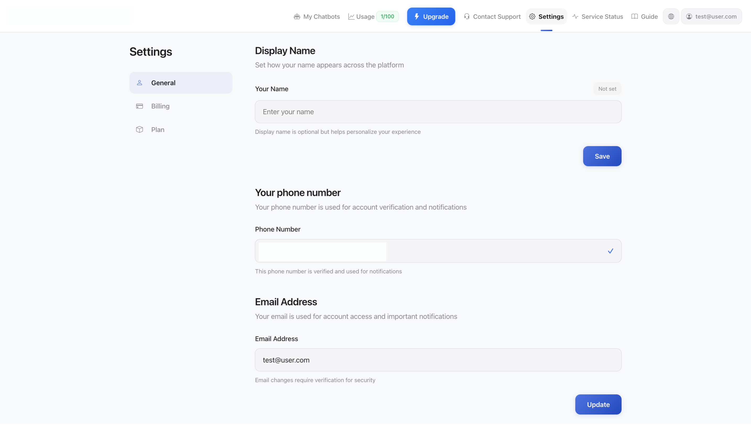 Accountinstellingen - Algemeen